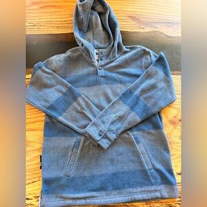 Vissla Hoodie Youth XL Gray Snap Neck Pullover Fleece Hooded Sweatshirt